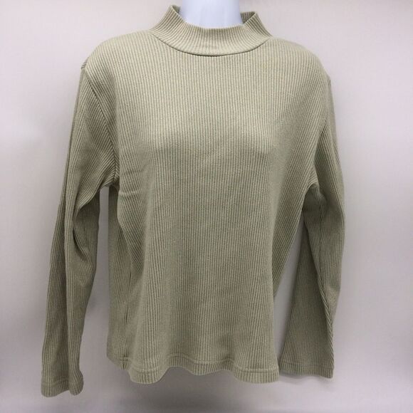 Carolyn Taylor Essentials Beige Mock Turtleneck Sweater with Metallic Threads-L - Picture 1 of 10
